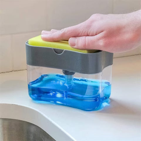 2-in-1 Dish Soap Dispenser with Sponge Holder + Free Sponge