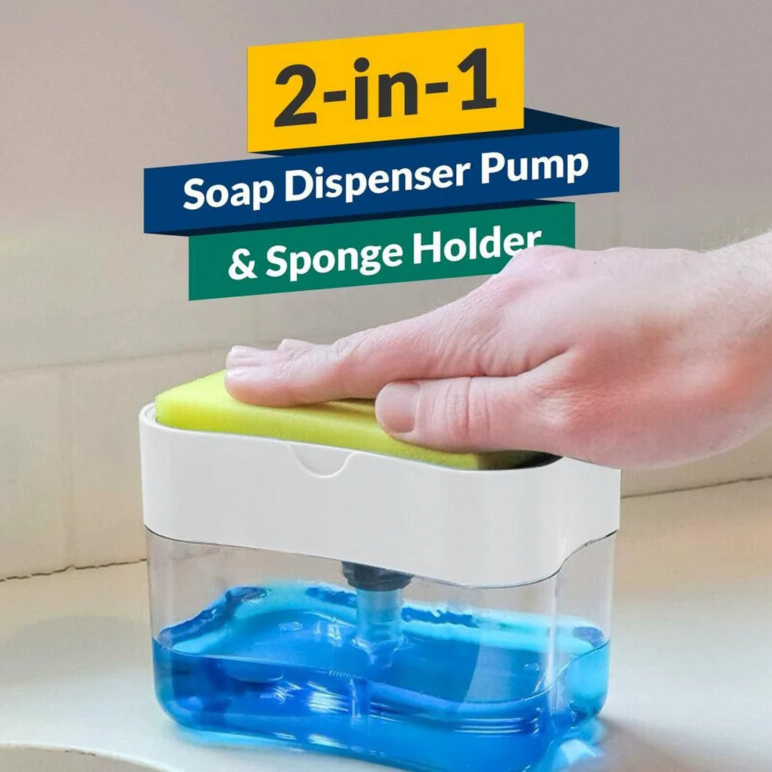 2-in-1 Dish Soap Dispenser with Sponge Holder + Free Sponge
