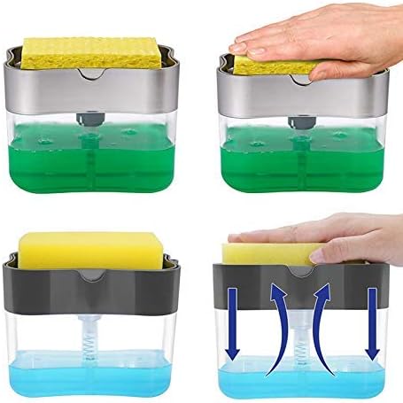 2-in-1 Dish Soap Dispenser with Sponge Holder + Free Sponge