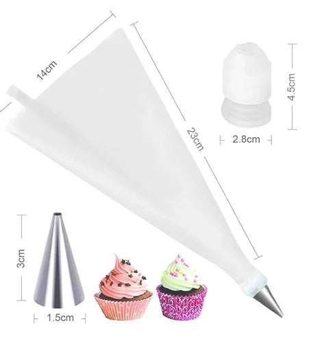 15-Piece Cake Decorating Kit – Icing Piping Bag + 12 Steel Nozzles