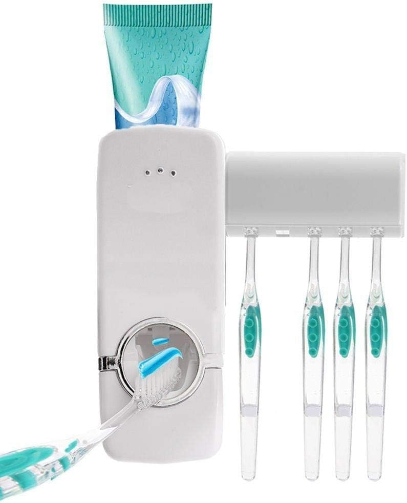5-in-1 Wall Mounted Toothpaste Dispenser & Brush Holder Set