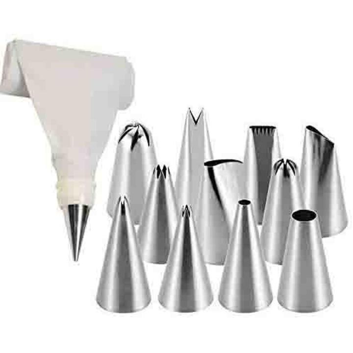 15-Piece Cake Decorating Kit – Icing Piping Bag + 12 Steel Nozzles