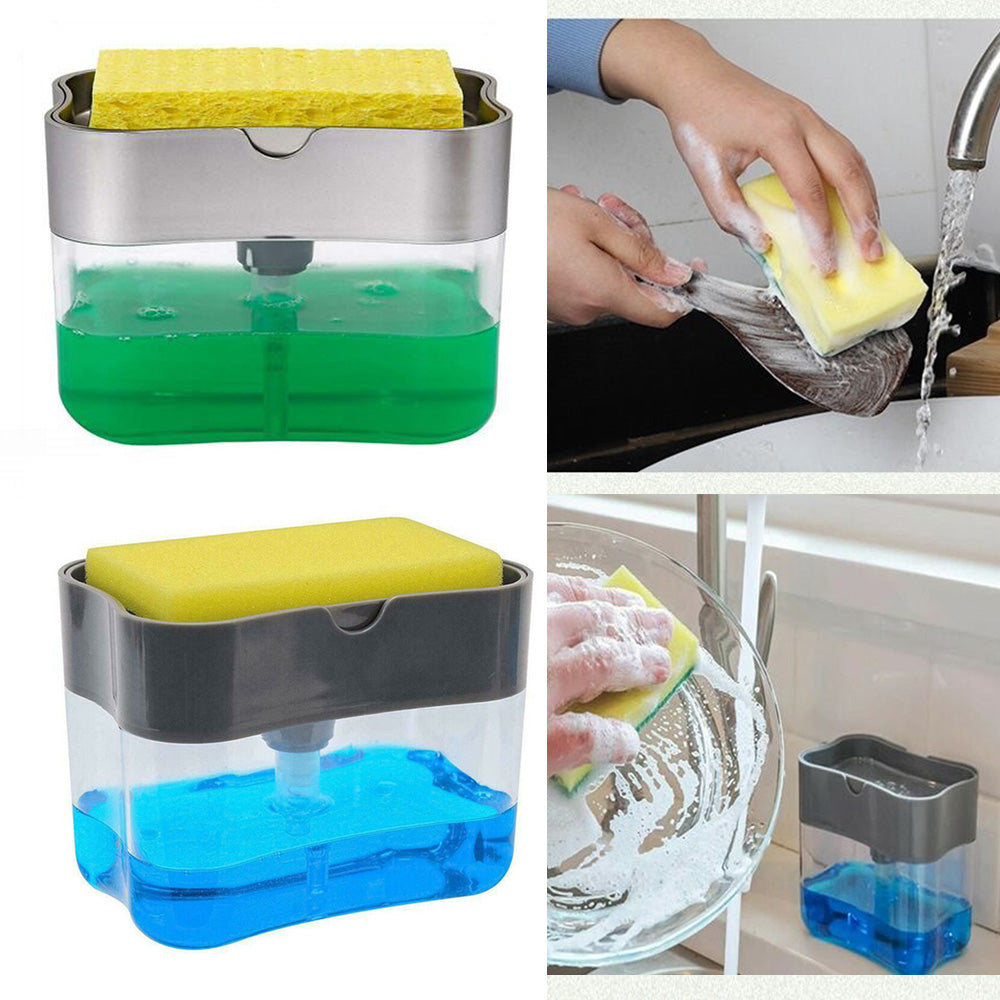 2-in-1 Dish Soap Dispenser with Sponge Holder + Free Sponge