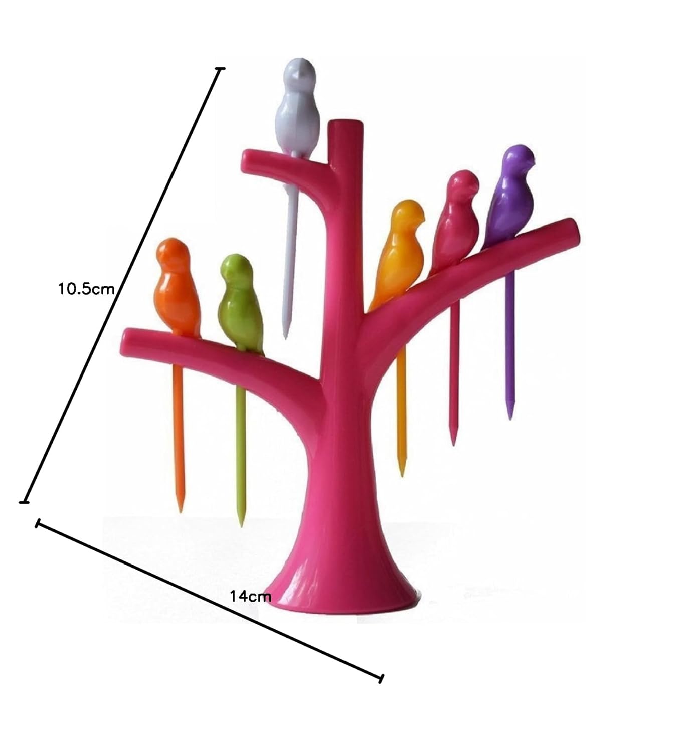 Birdie Fruit Fork Set – 6-Pcs Reusable Snack Picks with Tree Stand