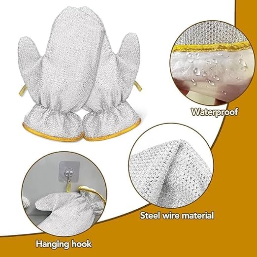 Multipurpose Steel Wire Dishwashing Gloves – Heat Resistant & Waterproof