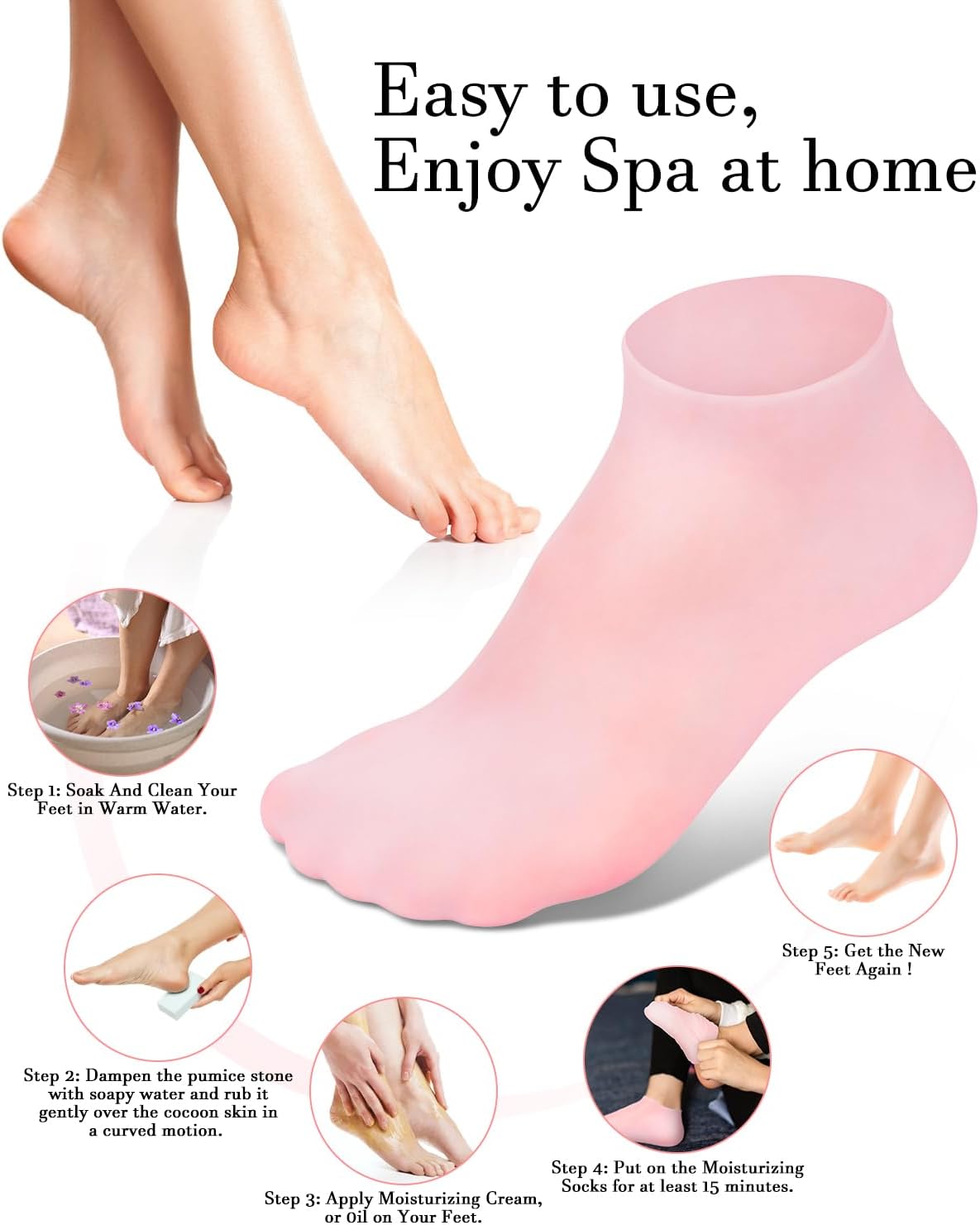 Silicone Moisturizing Gel Socks for Dry & Rough Feet