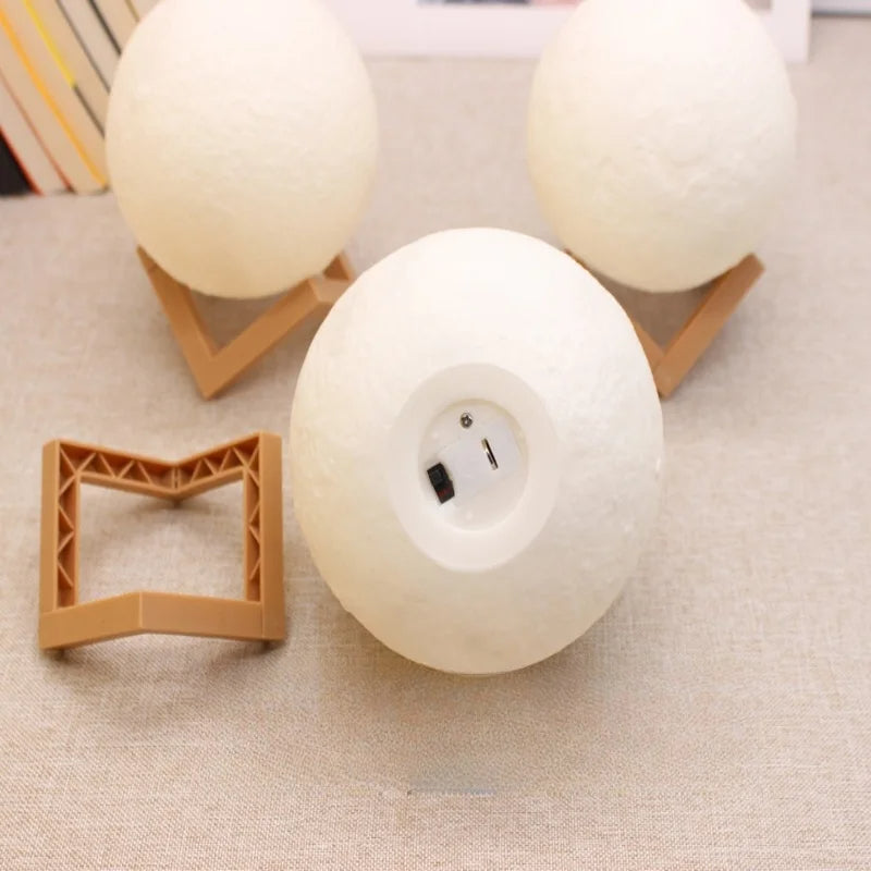 Moon Lamp with Wooden Base – 16 Colors of Magic for Your Space