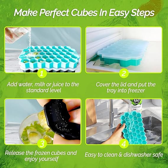 HoneyComb Silicone Ice Cube Trays with Lids