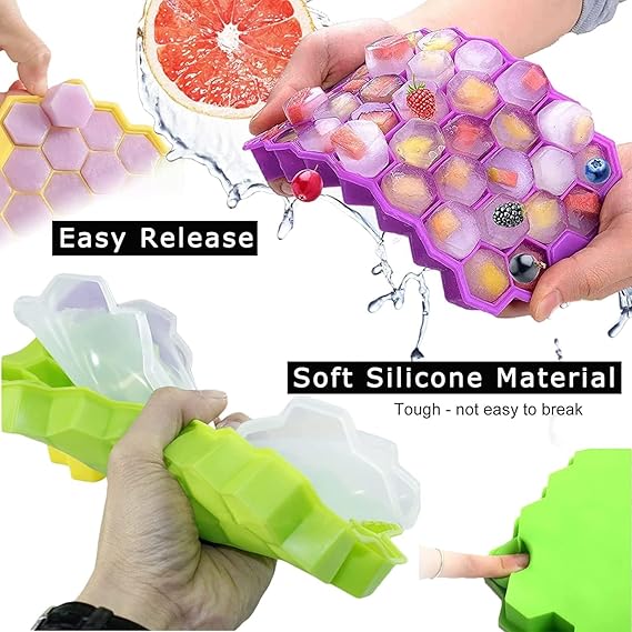 HoneyComb Silicone Ice Cube Trays with Lids