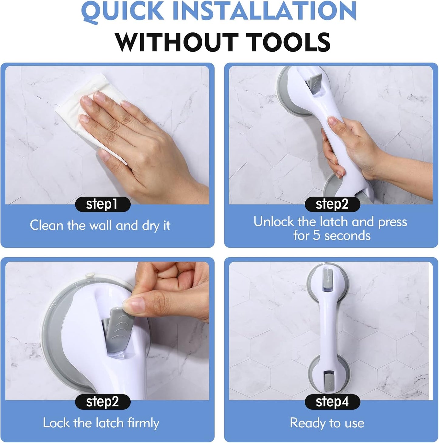 Anti-Slip Suction Grip Bathroom Safety Handle