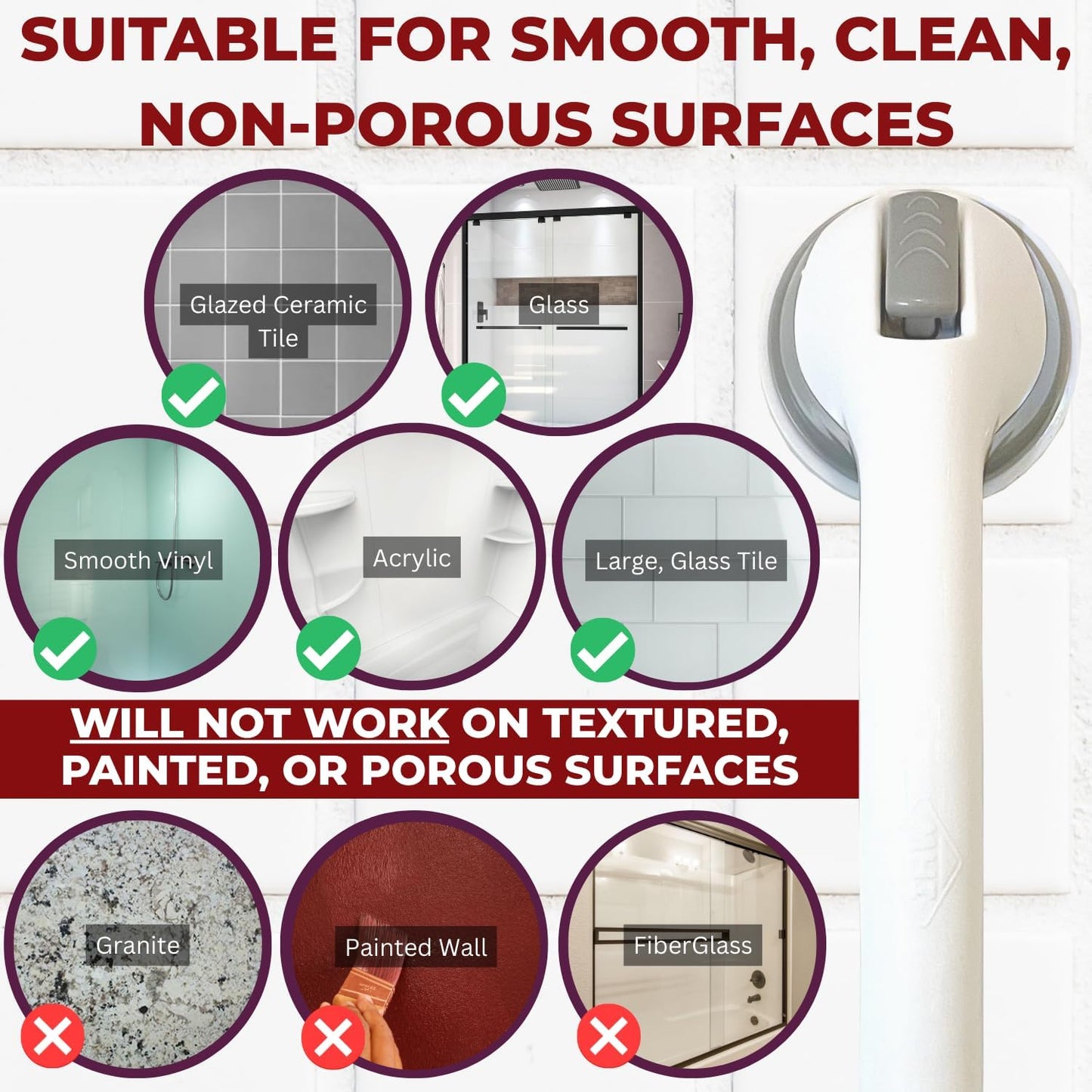 Anti-Slip Suction Grip Bathroom Safety Handle