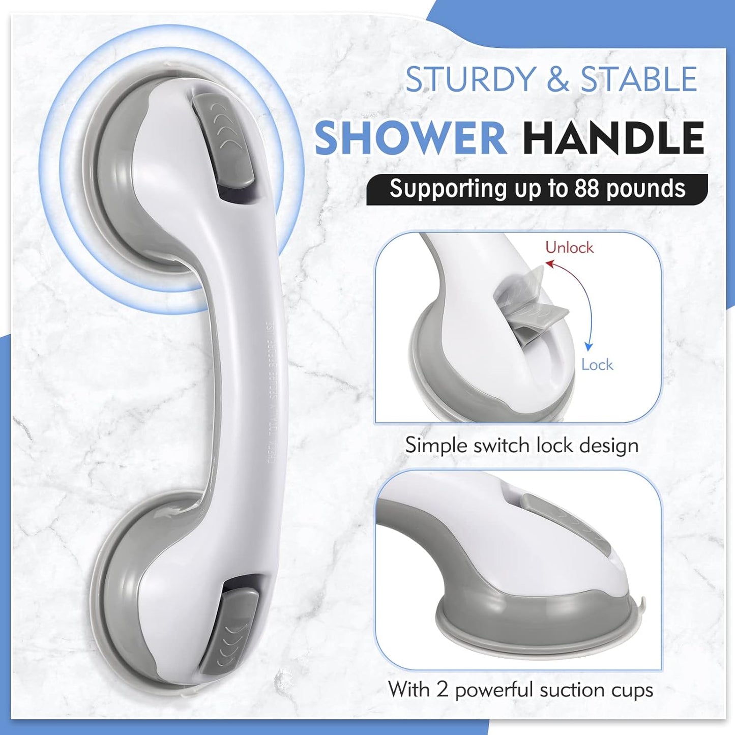 Anti-Slip Suction Grip Bathroom Safety Handle