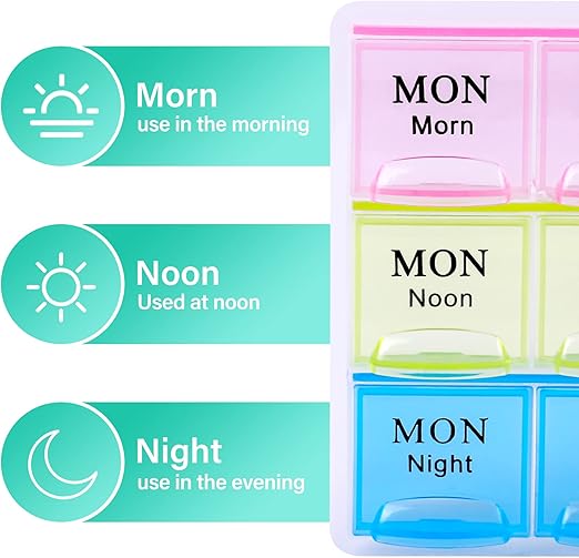 Weekly Pill Organizer Box (21 Grids) – Morning, Noon & Night