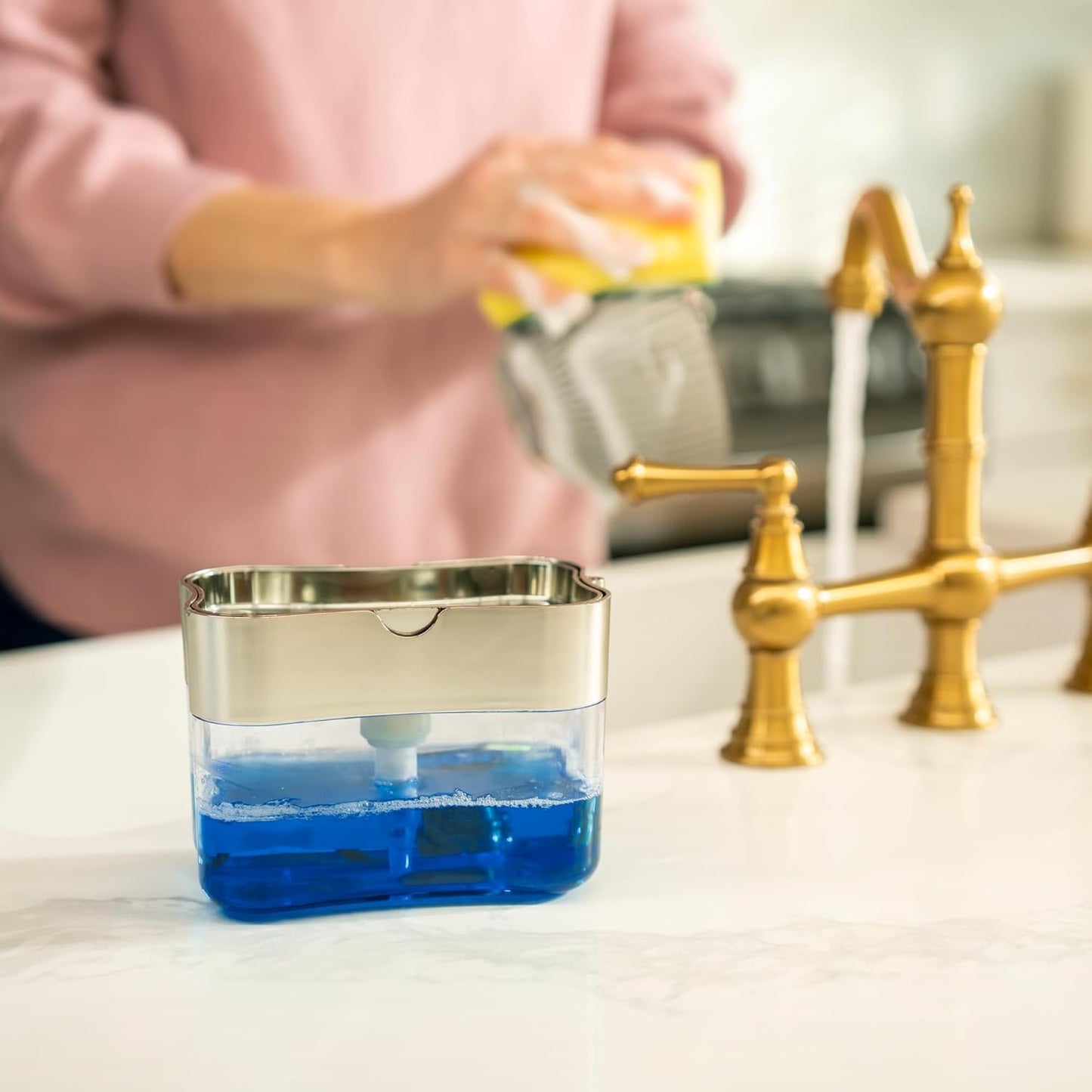 2-in-1 Dish Soap Dispenser with Sponge Holder + Free Sponge