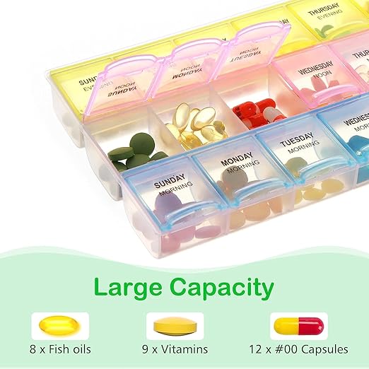 Weekly Pill Organizer Box (21 Grids) – Morning, Noon & Night