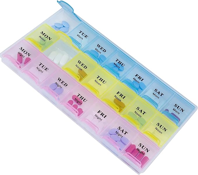 Weekly Pill Organizer Box (21 Grids) – Morning, Noon & Night