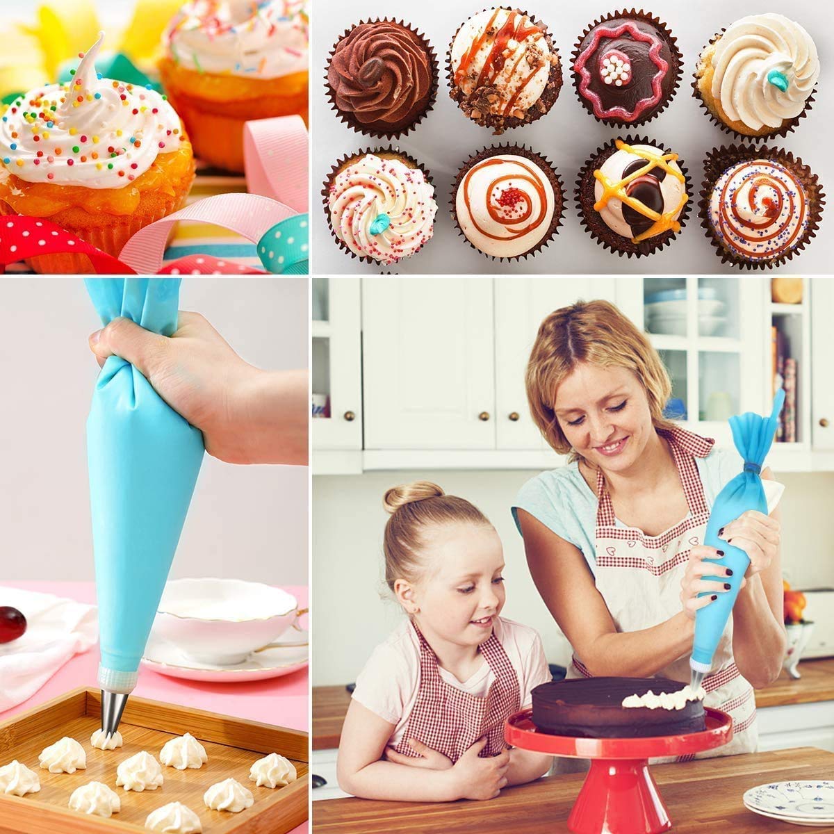 15-Piece Cake Decorating Kit – Icing Piping Bag + 12 Steel Nozzles