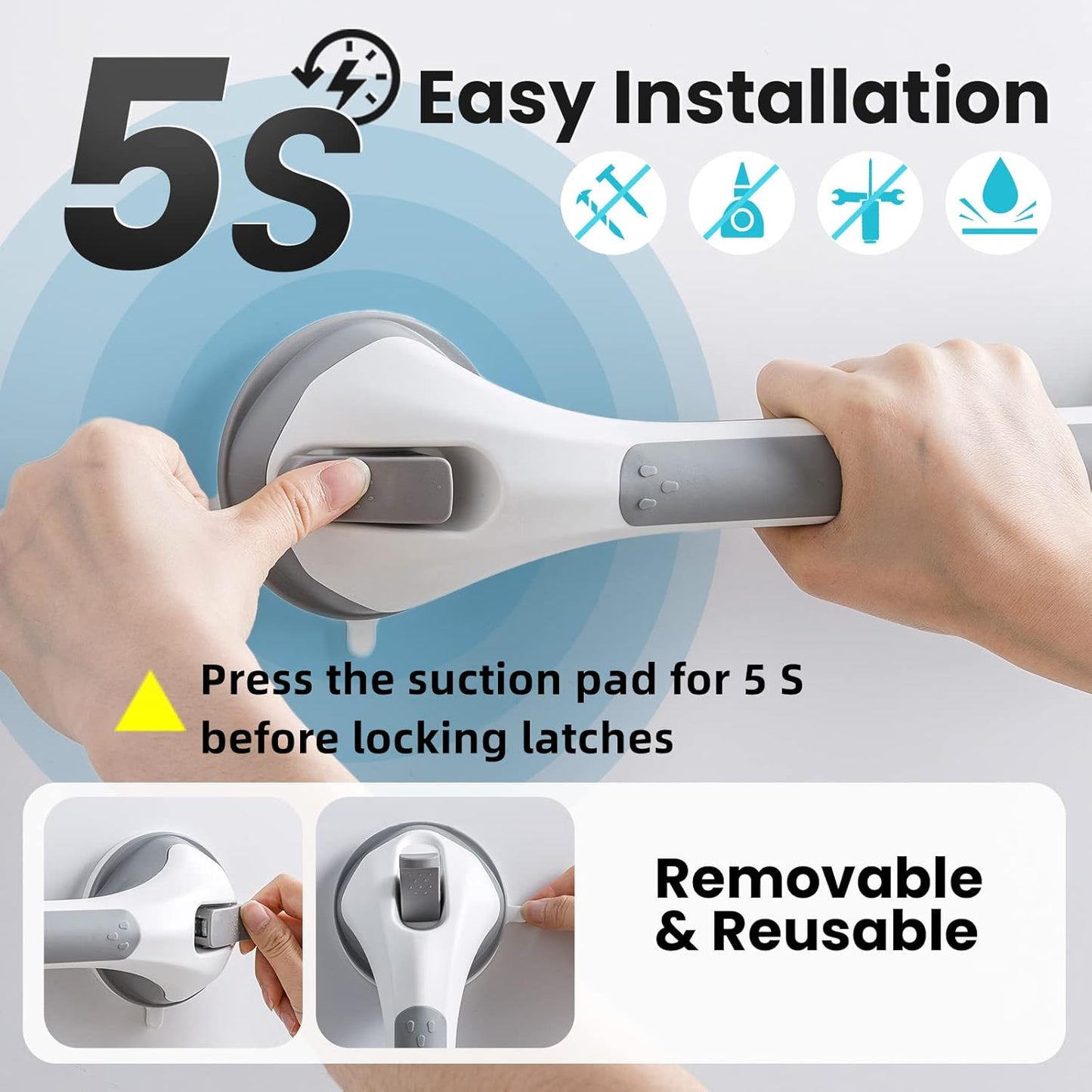 Anti-Slip Suction Grip Bathroom Safety Handle