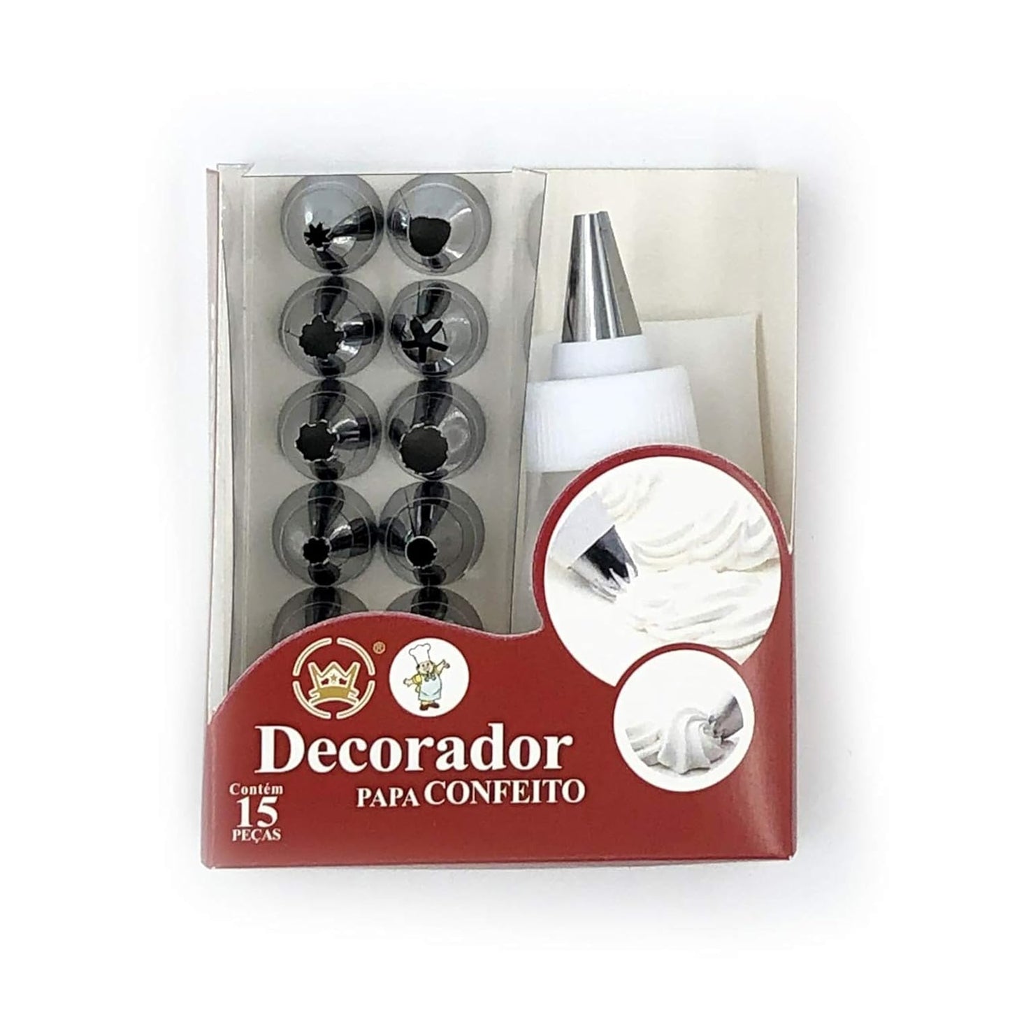 15-Piece Cake Decorating Kit – Icing Piping Bag + 12 Steel Nozzles