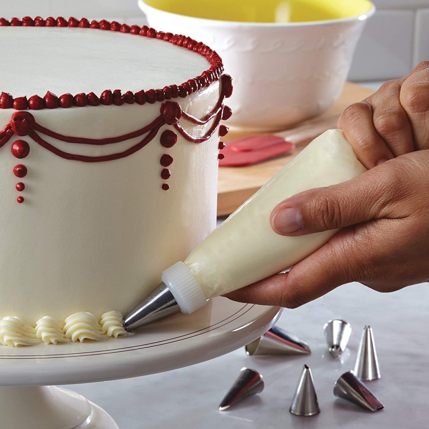 15-Piece Cake Decorating Kit – Icing Piping Bag + 12 Steel Nozzles