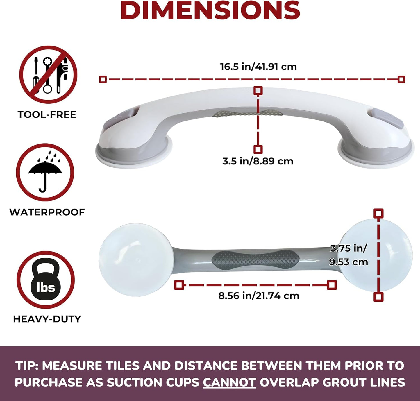 Anti-Slip Suction Grip Bathroom Safety Handle