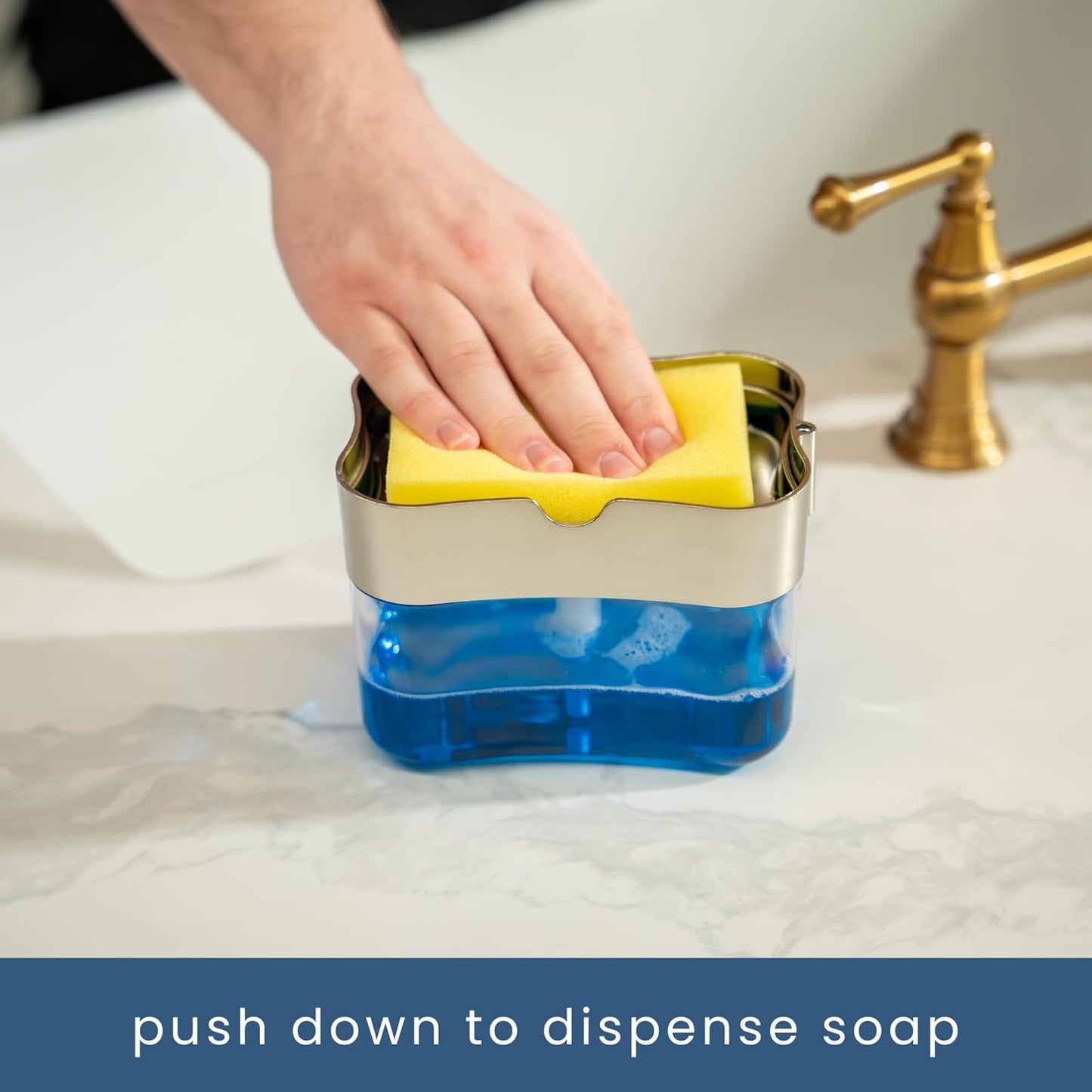 2-in-1 Dish Soap Dispenser with Sponge Holder + Free Sponge