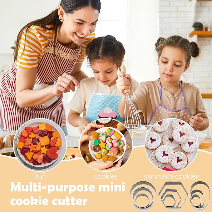 12-Piece Stainless Steel Cookie Cutter Set β Heart, Star, Circle & Flower Shapes