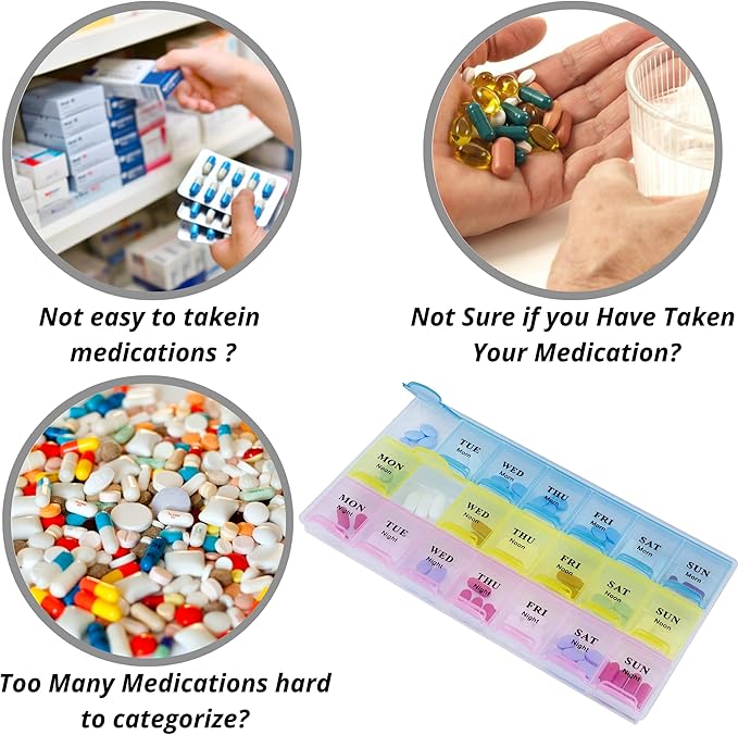 Weekly Pill Organizer Box (21 Grids) – Morning, Noon & Night