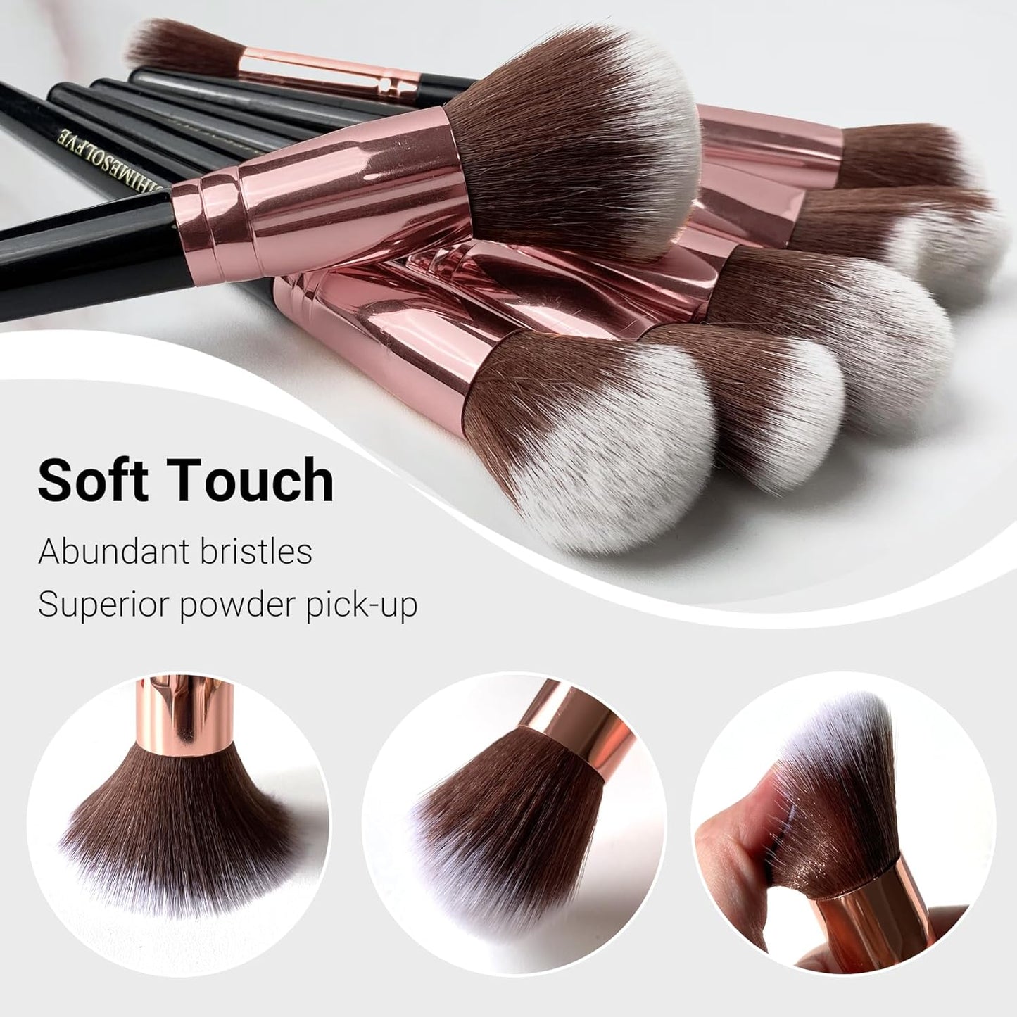 BH Signature – Luxe Rose Gold 13-Piece Makeup Brush Kit with Black Faux Leather Holder