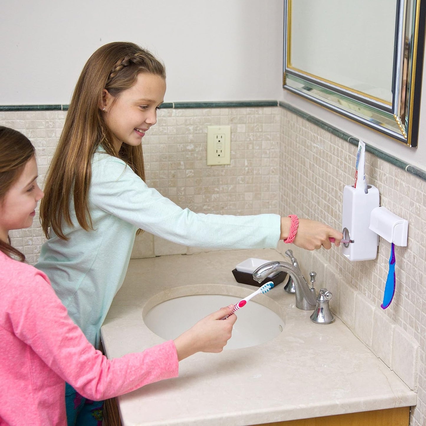 5-in-1 Wall Mounted Toothpaste Dispenser & Brush Holder Set