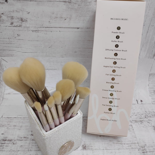 Fairy Lights – Sparkling Pink 11-Piece Makeup Brush Kit with Glitter Holder