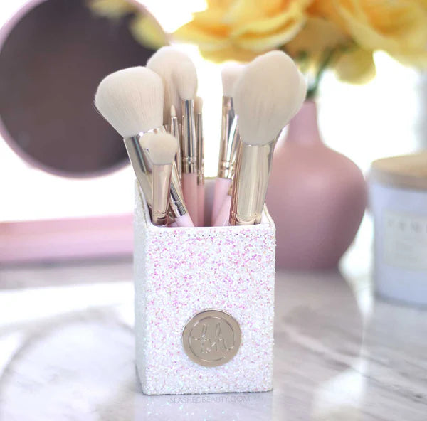 Fairy Lights – Sparkling Pink 11-Piece Makeup Brush Kit with Glitter Holder
