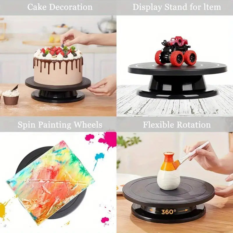 360° Cake Decorating Turntable Stand – Non-Slip Rotating Cake Platform