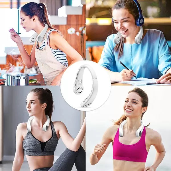Portable Bladeless Neck Fan – USB Rechargeable & Hands-Free Cooling