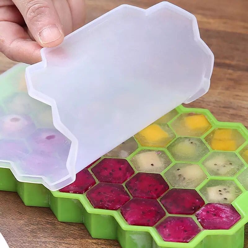 HoneyComb Silicone Ice Cube Trays with Lids