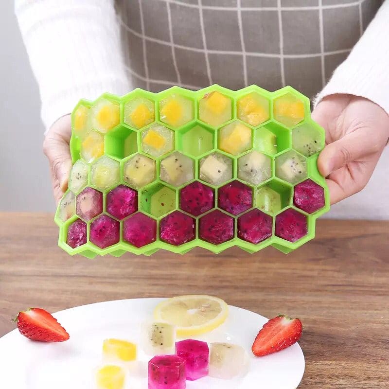 HoneyComb Silicone Ice Cube Trays with Lids