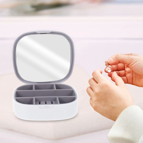 Portable Jewelry Storage Box with Mirror – Elegant Travel Organizer