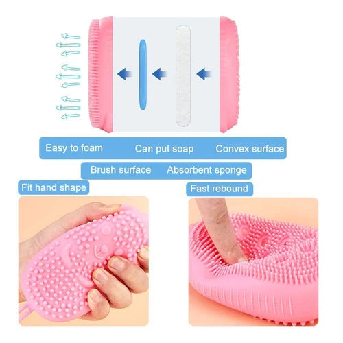 2-in-1 Silicone Bath Body Brush & Exfoliating Scrubber