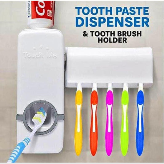 5-in-1 Wall Mounted Toothpaste Dispenser & Brush Holder Set