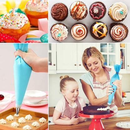 15-Piece Cake Decorating Kit – Icing Piping Bag + 12 Steel Nozzles