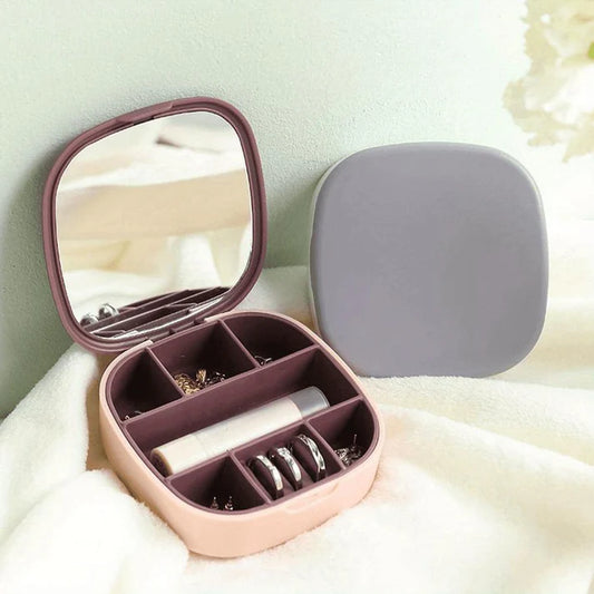Portable Jewelry Storage Box with Mirror – Elegant Travel Organizer