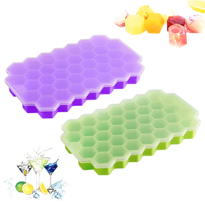 HoneyComb Silicone Ice Cube Trays with Lids