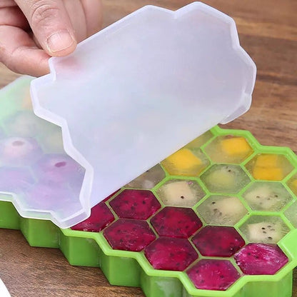 HoneyComb Silicone Ice Cube Trays with Lids